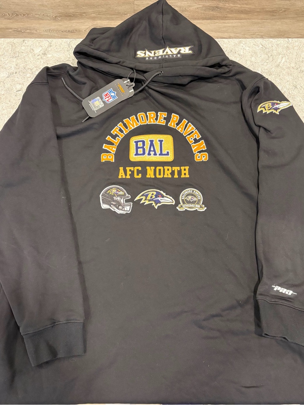 Baltimore Ravens Pro Standard NFL Black Hoodie with Gold and Purple Logos-XXL